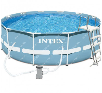 28718 Каркасный бассейн круглый Intex, 366х99см, фильтр-насос картриджный 2006л/ч+лестница